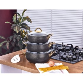 Resim Taç Luna Granit 3'lü Güveç Set Siyah 
