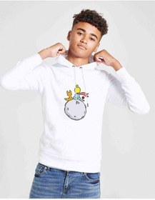 Resim Küçük Prens Little Prince Gezegen Moon Baskılı Unisex Çocuk Sweat Beyaz 