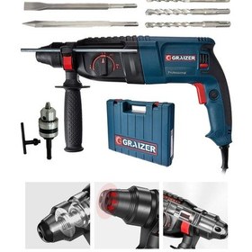 Resim Graizer GRZ3000 3000 W Kırıcı Delici Matkap + Yedek Mandren + 5 Parça Uç Seti 