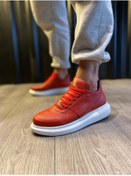 Resim KN Fashion Mp040 Bt Bağcıklı Cilt Ortopedik Yüksek/kalın Taban Erkek Sneaker Kırmızı 