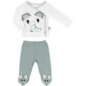 Resim Gezenbebe Hero Bebekler İçin Nakışlı Zıbın Ve Patikli Pantolon Set 3-6 Ay 