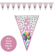 Resim 5 Yaş Pembe Flama Bayrak Set Süs Tüm Yaşlar 