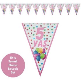 Resim 5 Yaş Pembe Flama Bayrak Set Süs Tüm Yaşlar 