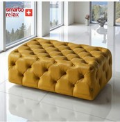 Resim Smarto Relax Puf Guarda Ayaksız Kapitoneli Dekoratif 80x40x45 Cm Sarı Sarı 