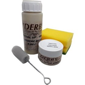 Resim Derby Koyu Bej Oto Döşeme Boyası ve Natural Deri Tamir Macunu 