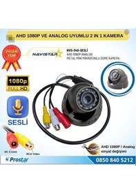 Resim Mikrofonlu Ahd 1080p Ve Analog Pal Dönüşümlü Gece Görüşlü Mini Metal Dome Araç Kamerası 