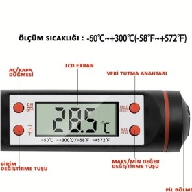 Resim Dijital Gıda Termometresi, Hızlı ve Doğru Sıcaklık Ölçüm Cihazı 