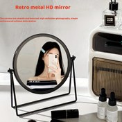 Resim 1 adet İskandinav Tarzı HD Makyaj Aynası, Dönebilen Yuvarlak Demir Çerçeve, Cilalı Yüzey, Ayarlanabilir Stand, Makyaj Masası Montajı, Karikatür Tema, Kokusuz, Pil Gerektirmez 