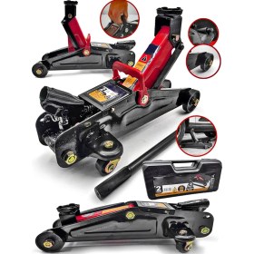 Resim Proxtech 2 Ton Profesyonel Yüksek Kalite 2 Ton Arabalı Tekerlekli Hidrolik Kriko Plastik Taşıma Çantalı Kriko 