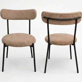 Resim 4 Adet Puffy Kumaş Vizon Renk Teddy Sandalye Mutfak Sandalyesi Salon Sandalyesi Balkon Sandalyesi Vizon 