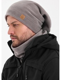 Resim Erkek Kadın %100 Mikro Polar Çift Katlı Winter's Coming Bere Boyunluk Takım - Standart / Gri-erkek Gri-erkek 