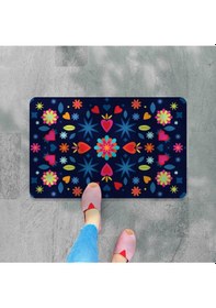 Resim Dijital Baskılı Hoş Geldiniz Yazılır Desenli Dekoratif Dış Kapı Önü Ve Iç Mekan Paspası Yıkanabilir Bordo 