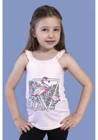 Resim Toontoy Kids Toontoy Kız Çocuk Fırfır Detaylı Flamingo Kabartma Baskılı Atlet Pudra 