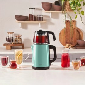 Resim Karaca Tea Glass 2 In 1 Çelik Çay Makinesi ve Kettle Blue Mist 