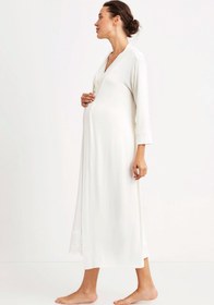 Resim Dantel detaylı hamile sabahlık - Vizon / S 