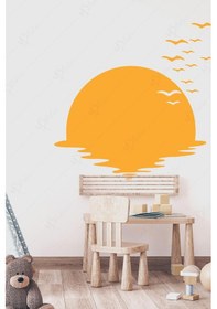 Resim MSticker Batan Güneş Ve Kuşlar Çocuk Bebek Odası Sticker Seti 
