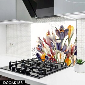 Resim Olinpa Cam Ocak Arkası Koruyucu | Geometrik Çiçek Desenli 