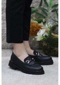 Resim Fort 85116 Siyah Cilt Toka Detaylı Rahat Loafer Kadın Ayakkabı 001 