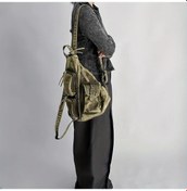 Resim Fochsia Vintage Green Motosiklet Sırt Çantası Kadın Erkek Çok Cepli Hafif Ayarlanabilir Kayış Vintage Yeşili 