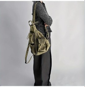 Resim Fochsia Vintage Green Motosiklet Sırt Çantası Kadın Erkek Çok Cepli Hafif Ayarlanabilir Kayış Vintage Yeşili 