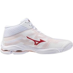Resim Mizuno Wave Lightning Pro Mıd Kadın Voleybol Ayakkabısı Beyaz / Kırmızı Çok Renkli 