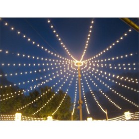 Resim sekizgen led 25 Metre Kablolu 24 Duylu Sıralı Bahçe Organizasyon Aydınlatma Kablosu Ampulsüz 