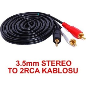 Resim 3.5Mm Stereo To 2Rca Kablosu Aux Tos Ses 1.5 Metre Kablo Sound Audio 