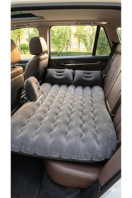 Resim CALIBURN Araç İçi Şişme Yatak - Soğuk Geçirmez Kamp Matı + 2 Yastık+ Pompa (135x88 cm, Gri) 