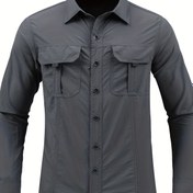 Resim Basit Uzun Kollu Gömlek, Düz Renkli, Delikli Naylon Kumaş ve Yaka ile, Bahar, Yaz ve Sonbahar için Uygun, Esnek Olmayan Polyester Lif ve Bölünmüş Kolları ile. 