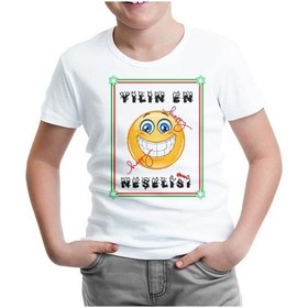 Resim Yılın En Neşelisi Beyaz Çocuk Tshirt 