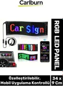 Resim Carlburn Taşınabilir Özelleştirilebilir Cama Yapıştırılan Mobil Uygulama Kontrollü Araç Oto RGB LED Panel 