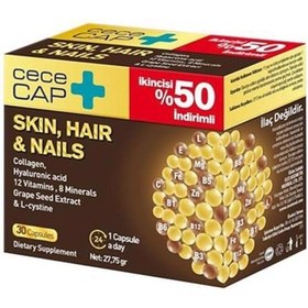 Resim Cececap Skin Hair & Nails Takviye Edici Gıda 2x30 Kapsül İkincisi %50 