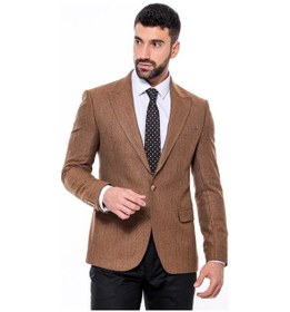 Resim Wessi Slim Fit Desenli Açık Kahverengi Erkek Ceket Açık Kahverengi 