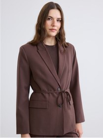Resim LC Waikiki Kahverengi Beli Kuşaklı Kadın Blazer Ceket 