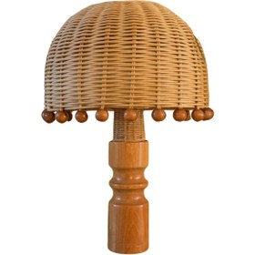 Resim FG Rustik Sanat Evi RATTAN BONCUK DETAYLI ABAJUR 