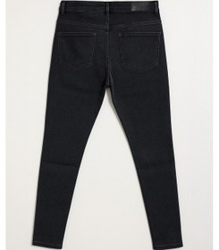 Resim Kadın Yüksek Bel Skinny Fit Likralı Antrasit Jean Pantolon Antrasit 