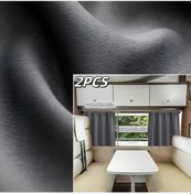 Resim Xuweiwei 76x90cm Koyu Gri 2 Parça Polyester Karartma Rv Perdesi Oturma Odası Yatak Odası Mutfak Banyo İçin 