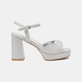 Resim Desa Kadın Gümüş Simli Platform Topuklu Abiye Ayakkabı 