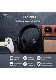 Resim Aula G7 Pro Tri Mode Kablosuz Rgb Gaming Mikrofonlu Oyuncu Kulaklığı 7.1 Surround Ses 40mm Driver Düşük Gecikme E-spor Kulaklık Siyah 