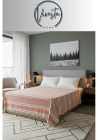 Resim %100 Pamuk Saçaklı Tek Kişilik Yatak Örtüsü 160x220 Şık Ve Modern Tasarım Turuncu 