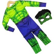 Resim Çocuk Maskeli 7-8 Yaş Hulk Kostümü Yeşil 