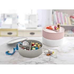 Resim Ezel Glory 3 Gözlü Saklama Kabı Dikiş ve Takı Kutusu - Gri 