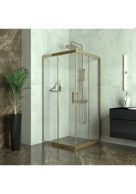 Resim Tekno Duş Bronze Vega 6mm Şeffaf Cam Kare Duşakabin Şeffaf 