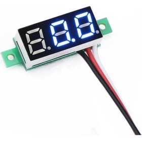 Resim Wozlo 0.28'' Inch Dc 0-100V Mini Digital Voltmetre 3 Kablolu - Mavi Led 