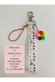 Resim Bonvii Int Anahtarlık Telefon Tutucu Bileklik, Usb Flash Bellek, Kimlik Kartı, Su Şişesi Desenli Bilek Askısı 