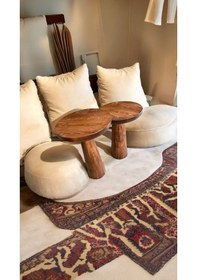 Resim Wood Ahşap 2'li Set Konik Mantar Yan Sehpa Modern Fiskos / Kestane Renk / Zigon Sehpa Vernikli Kahverengi 