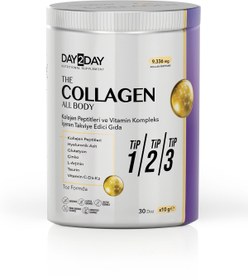 Resim DAY2DAY The Collagen All Body Tip 1/2/3 Kolajen-Glutatyon-Çinko, D3,K2,C Vitamini-Taurin-L-Arjinin-HA 300gr 