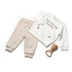 Resim Organik Pamuk Teddy Bear Kanguru Cepli Takım - 9-12 Ay 