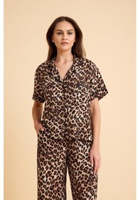 Resim Capetown Leopar Desenli Viskon, Düğmeli Pijama Takımı LEOPAR 