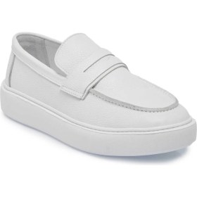 Resim Tergan Beyaz Hakiki Deri Erkek Loafer - E25S1AY57561-B69 
